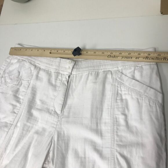 J. Jill Crop Pant Womens 18 Plus White Roll Tab Cuff Pull On Elastic Waist AS IS - Picture 9 of 11